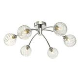 Izzy 6 Light Semi Flush Polished Chrome Twisted Glass  Dar Lighting
